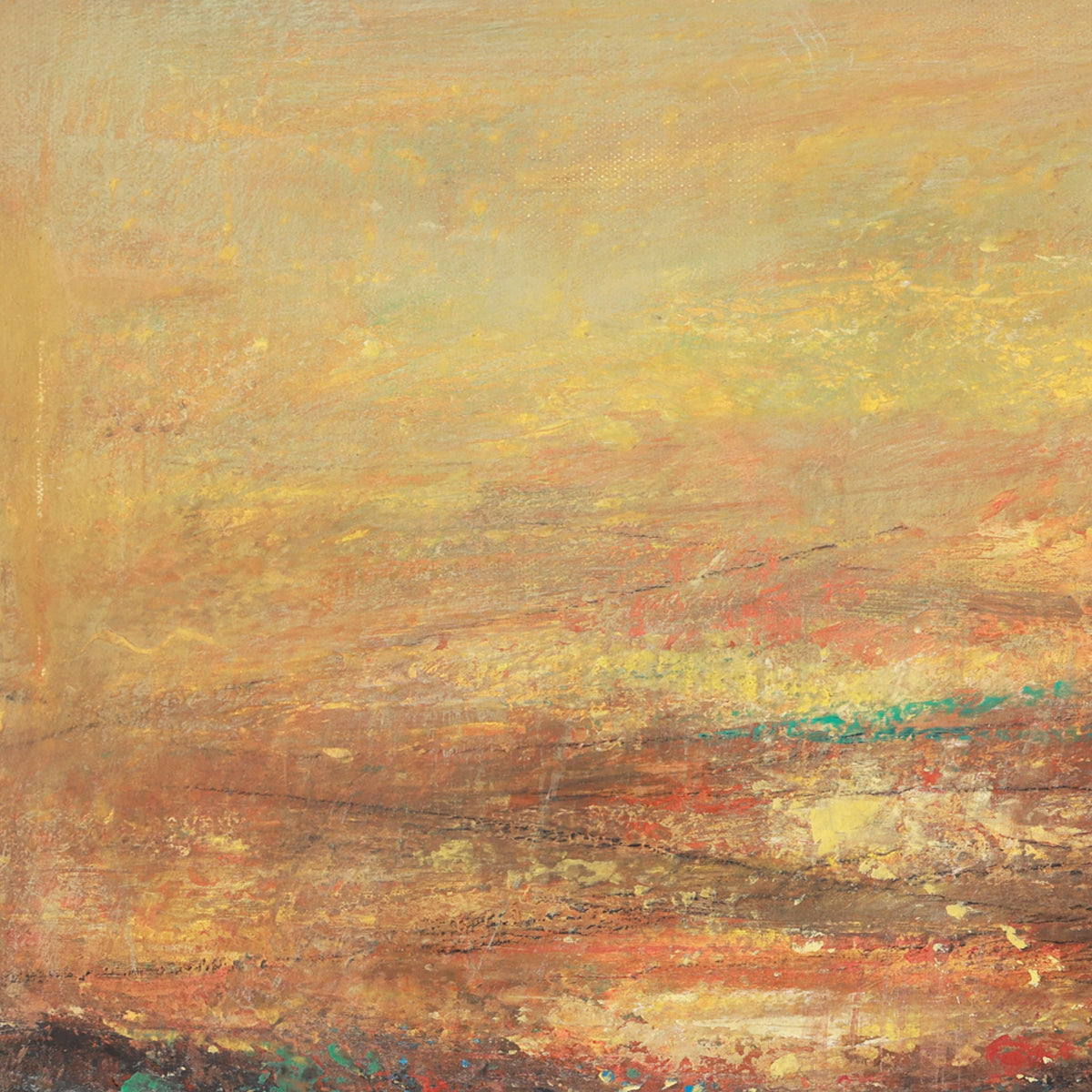 Abstract art with warm colors and textured brushstrokes