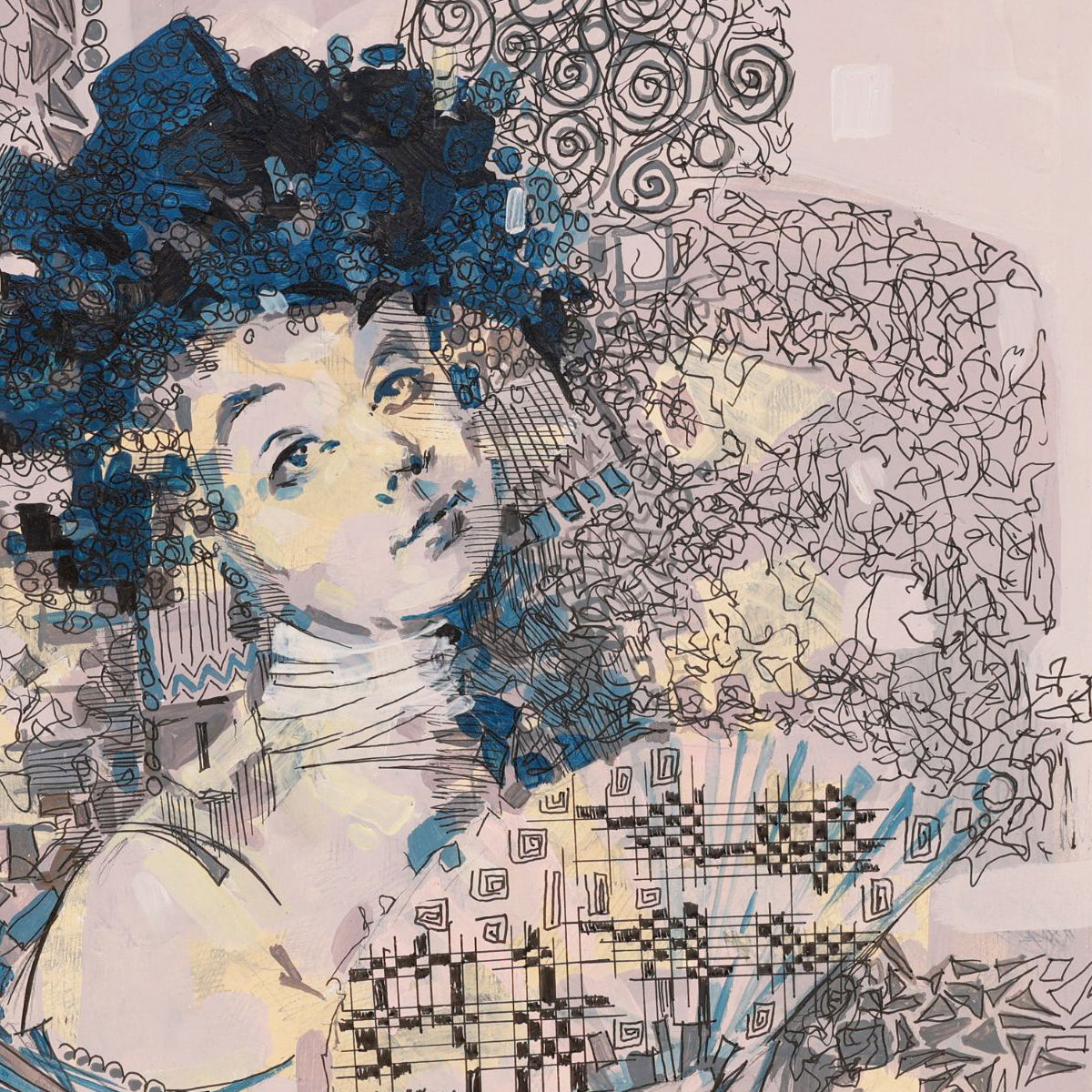 Artistic portrait with intricate patterns and textures