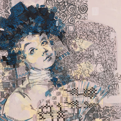 Artistic portrait with intricate patterns and textures