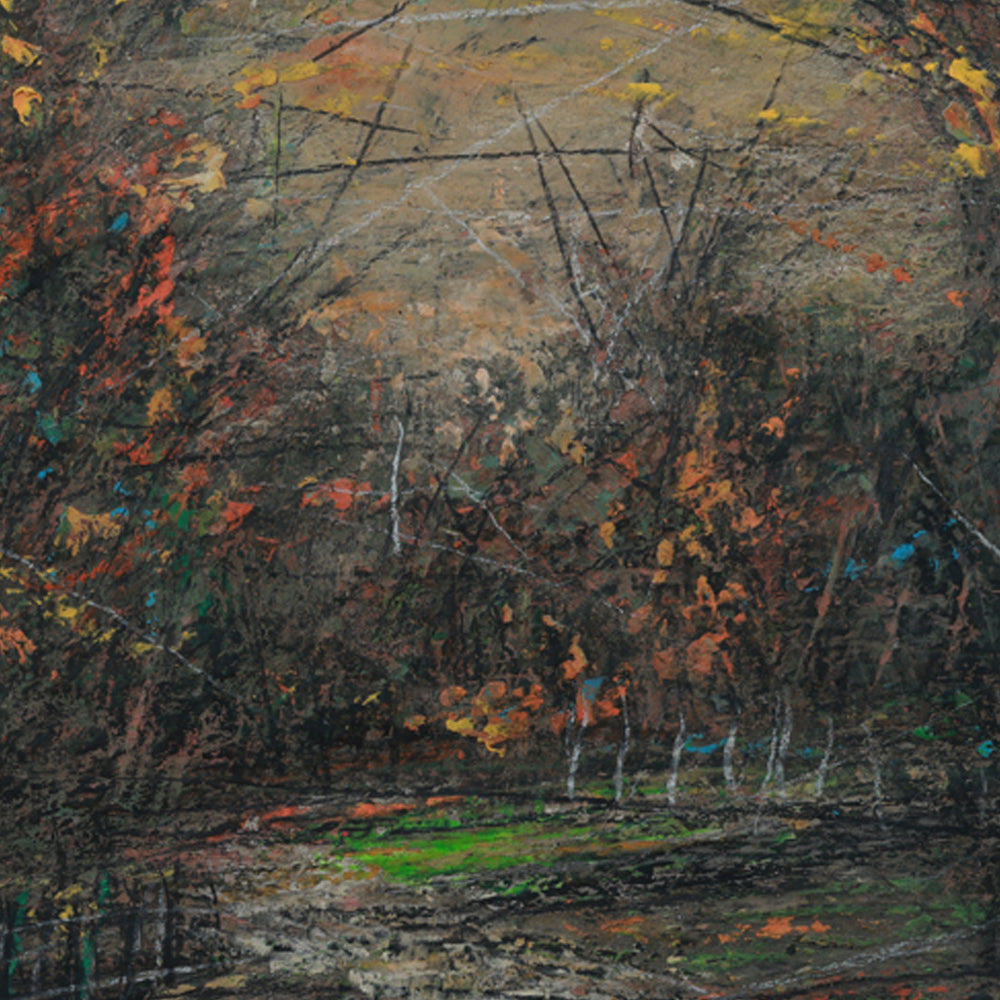 Abstract painting with earthy tones and brush strokes