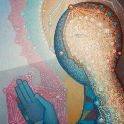 Colorful abstract artwork with interlocking shapes and patterns