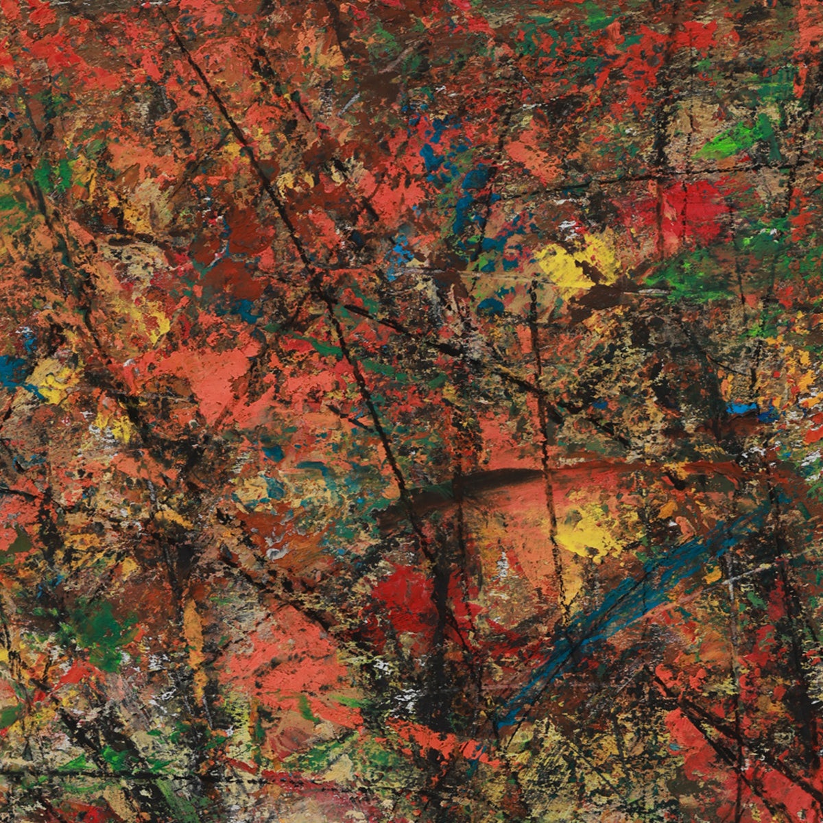 Abstract painting with a variety of colors and textures
