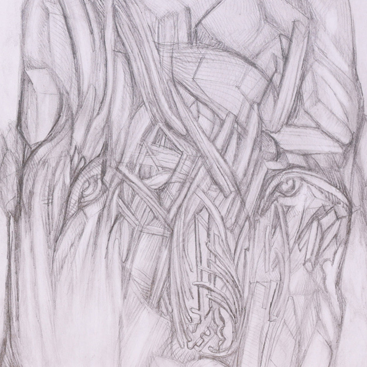 Abstract pencil drawing on a white background