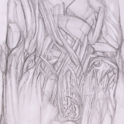 Abstract pencil drawing on a white background