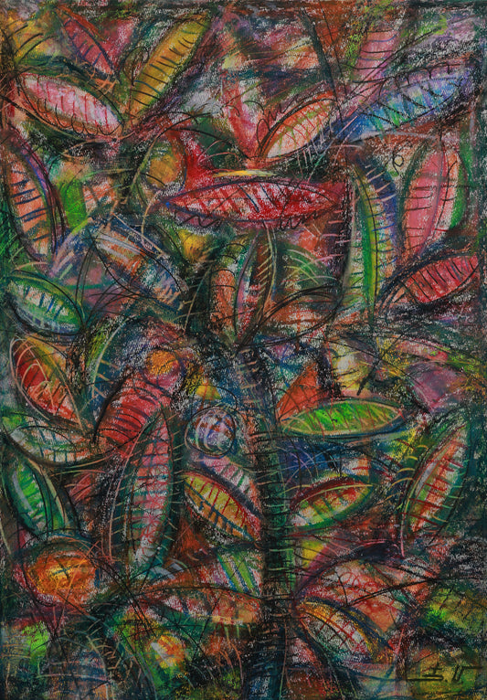 Colorful abstract artwork with various shapes and patterns