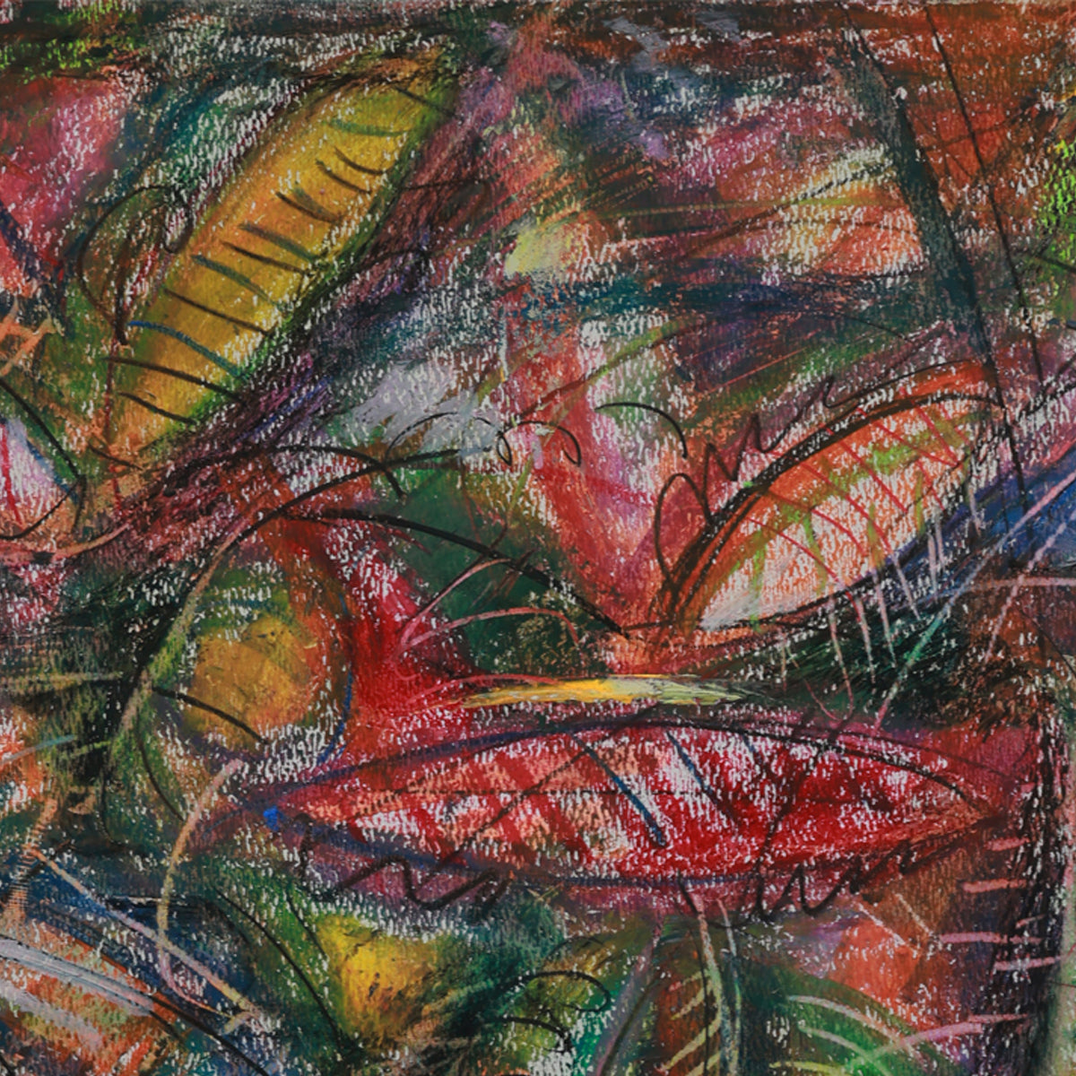 Abstract artwork with vibrant colors and dynamic lines